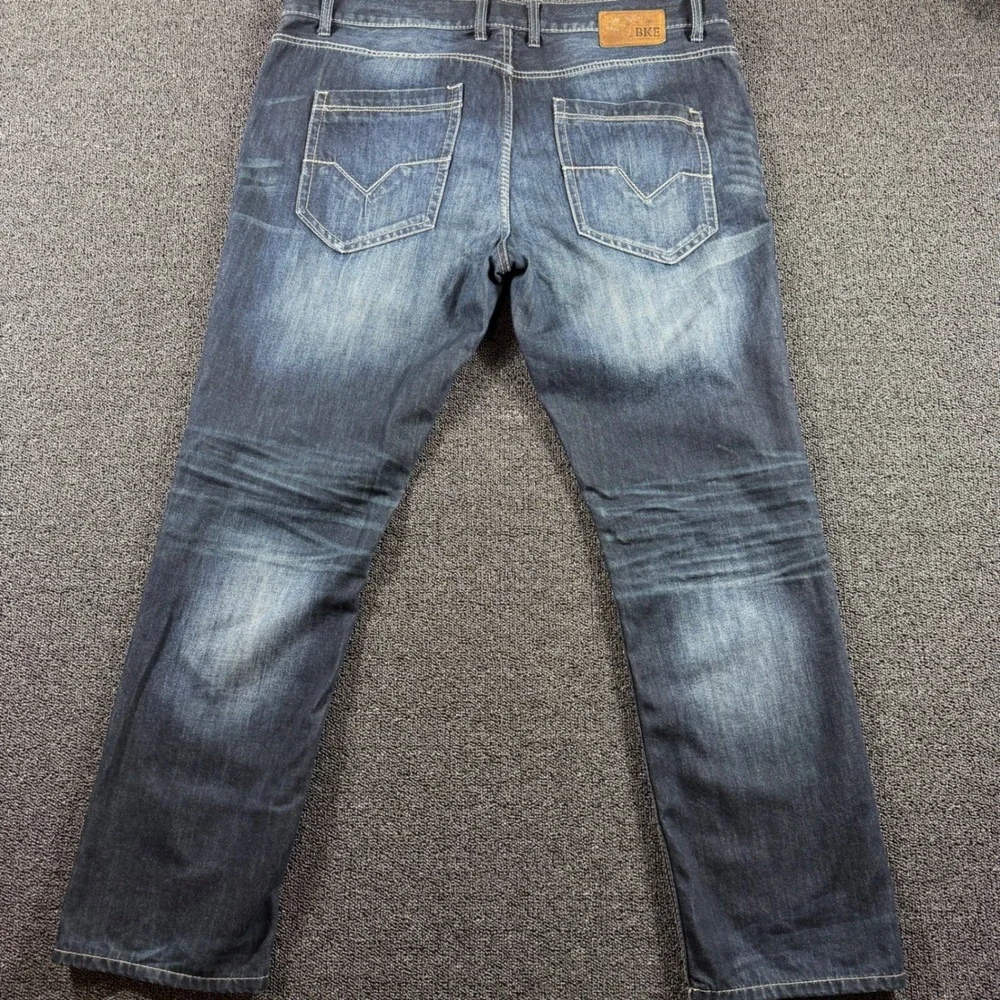 BKE Jake Straight Leg Jeans Men's 40x32 (40R) Dark Wash Denim Whiskered‎ Western
